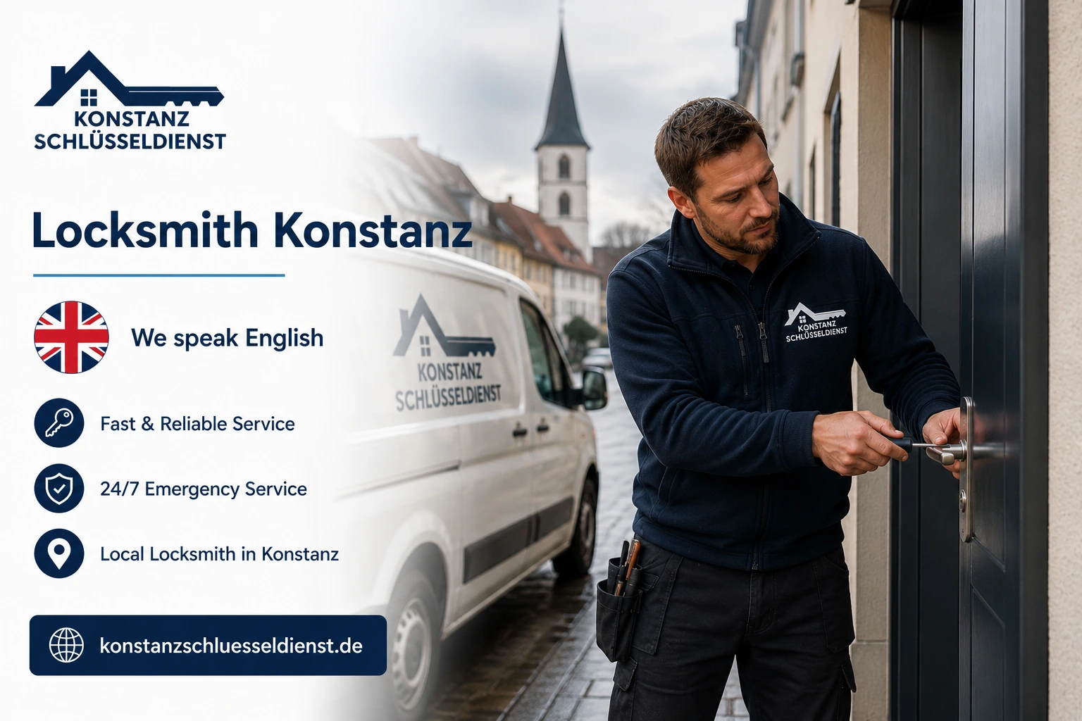 English-speaking residential locksmith in Konstanz for apartment door opening and lock repair